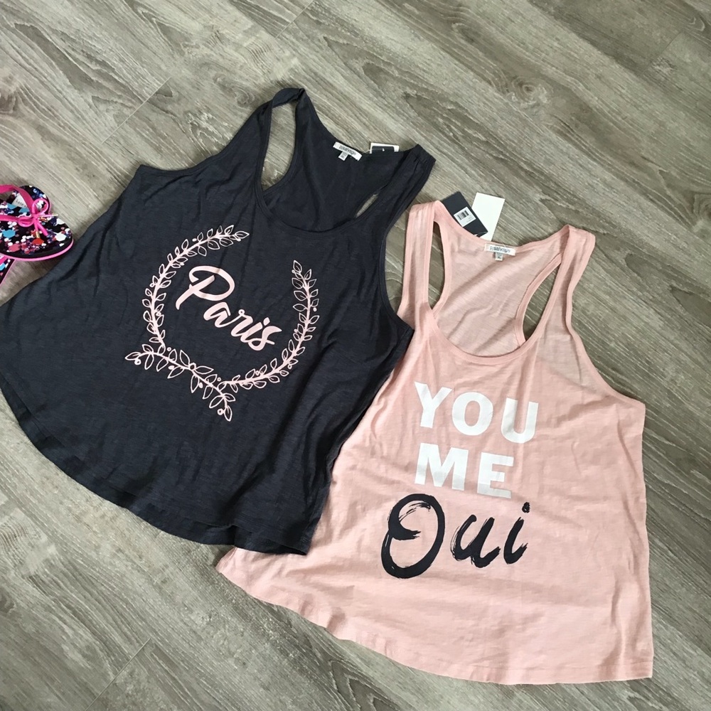 PJ SALVAGE Graphic Paris Print Racerback Tank L XL